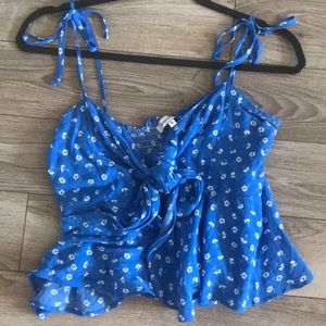 Blue floral crop top